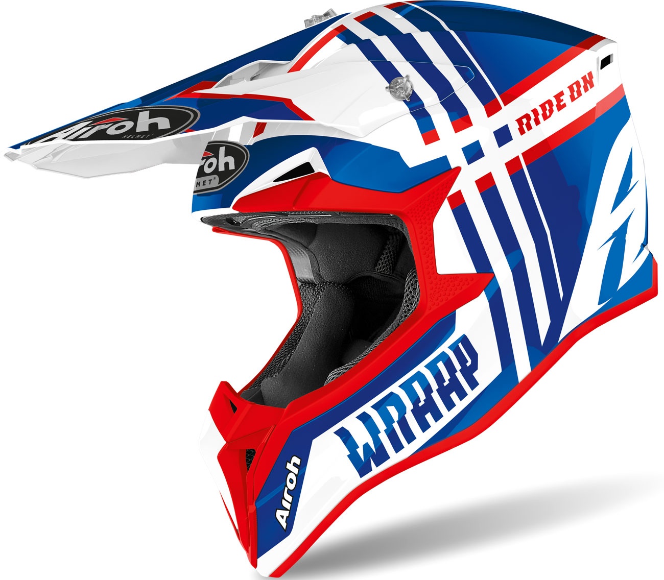 Airoh Wraap Broken, Motocrosshelm Kinder - Blau/Weiß/Rot - XS