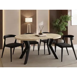 WFL GROUP Runder Esstisch 80 x 77 x 80 cm braun