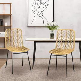 Homcom Esszimmerstühle PE-Rattan, Stahl