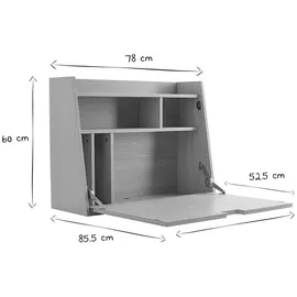 miliboo Vintage-Wandschreibtisch mit Ablage B78 cm GABIN