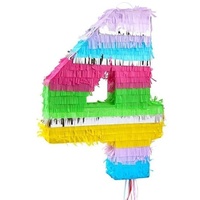 Pinata Zahl 4 pastell bunt 4. Geburtstag Party Spiel Dekoration Deko Kindergeburtstag