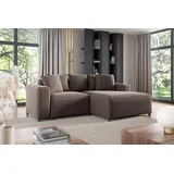 Fun Möbel Ecksofa Designersofa MEGAN XS in Stoff Salvador, inkl. 5 Zierkissen, Ottomane links oder rechts, Rundumbezug braun