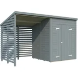 Palmako Leif Gerätehaus 370 x 170 cm Hellgrau Lackiert