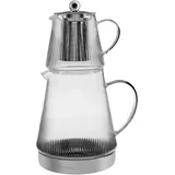 KARACA Keops Borosilikatglas Teekannen-Set mit Edelstahl-Teesieb, 1,5 L Kessel & 0,45 L Glas Teekanne mit Sieb, Turkish Tea Pot, Caydanlik, Türkischer Teebereiter für Kräutertee, losen Tee