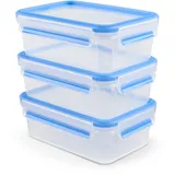 Emsa Frischhaltedose rechteckig blau 19,7 x 13,6 x 20,1 cm 1 l 3-teiliges Set