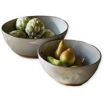 Loberon Schüssel 2er Set Biarré, zwei Größen, mediterraner Charakter, schlichtes Design, Geschirr, Tischaccessoires, Küchenzubehör, Steinzeug, grau