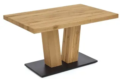 Niehoff Tisch Balkeneiche natur massiv 200x100cm, Bodenplatte schwarz