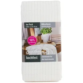 Gözze - Geschirrtuch-Set, 3-teilig, Mikrofaser-Poliertuch, 50 x 70 cm - Creme