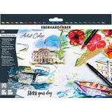 Eberhard Faber 558224 - Dual Brush Pen Artist Color, 24 Filzstifte dicke und dünne Spitze, aquarellierbar