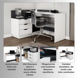 byLIVING Winkelschreibtisch Belfast/Rechts oder links montierbar