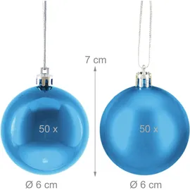 Relaxdays Weihnachtskugeln 100er Set, Silber,Türkis