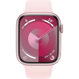 Apple Watch Series 9 GPS 45 mm Aluminiumgehäuse rosé, Sportarmband hellrosa S/M