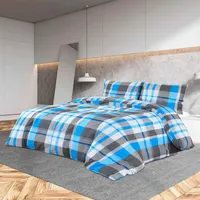 VidaXL Bettwäsche-Set Blau und Grau 240x220 cm Baumwolle