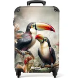 NoBoringSuitcases.com Handgepäck Koffer, Reisekoffer, Reisetasche mit Rollen, TSA Schloss, Hartschalenkoffer, Trolley Handgepäck, Trolley 55x40x20, Trolley, Handgepäck 55x40x20 cm (Tukane - Beige)