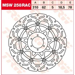 TRW Lucas Bremsscheibe MSW258RAC, schwimmend