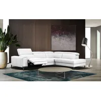 Ecksofa CALIA ITALIA "Benja, Designsofa mit erstklassigen Komfortfunktionen zum Wohlfühlen" Sofas Gr. B/T: 294cm x 227cm, Leder BULL, Ottomane rechts, mit elektrischer Relaxfunktion, weiß (bianco puro) in Leder, mit elektrischer Relaxfunktion