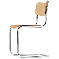 Thonet Freischwinger S43 Buche natur klar lackiert braun, Designer Mart Stam, 83x44x53 cm