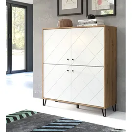trendteam Highboard Touch in weiß matt B/H/T: ca. 123x136x40 cm - Eiche, weiß
