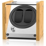 Watch Winder Smith Uhrenbeweger aus Bambusholz und Metall für 2 Uhren, WWS-B1BAM