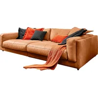 Candy 3C CANDY "Karalis" Sofas Gr. B/H/T: 294 cm x 85 cm x 150 cm, Anilinleder, braun (cognac) Leder-Einzelsofas auch in Cord-Bezug, lose Kissen, loungige Bequemlichkeit