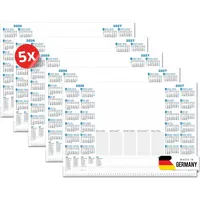 PRIMUS PRINT Schreibtischunterlage Papier DIN A2-2026 & 2027 Jahreskalender - 80g Dickes Naturpapier - Stabiler Papprücken - 25 Blatt - mit Schutzleiste - Büro und Homeoffice [5er Set]