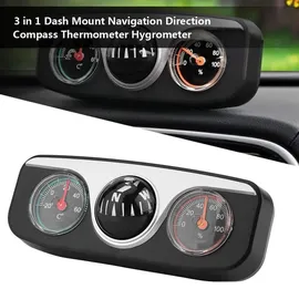 allauve Multifunktionale Kompass-Armaturenbrett-Navigation, 3-in-1-Auto-LKW-Richtungsthermometer-Hygrometer