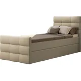 Meblito Boxspringbett Einzelbett Kalamark Mini Ergonomischer Schlafkomfort Jugendbett Schlafzimmer Bett Bettkasten Topper Matratze 80x200 cm Soro 2... - Beige