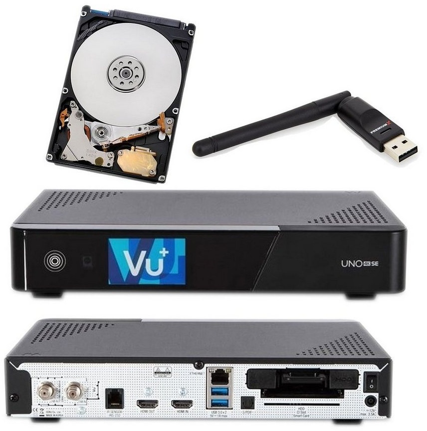 VU+ Vu+ Uno 4K Se DVB-S2 Linux FBC Twin Tuner 1TB Festplatte + Wlan-Stick SAT-Receiver