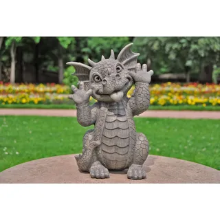 MystiCalls Gartenfigur Gartendrache - Modell Grimassenschneider - Fantasy Figur Deko Drache