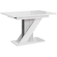 PROROOM FURNITURE Mavea Table, Esstisch - bis 160cm - 120 x 80 x 75cm , Weiß Glanz & Steinoptik