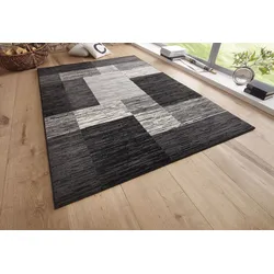 Teppich MY HOME "Melvin" Gr. 7, schwarz, B:240cm H:8mm L:320cm, Kunstfaser, Teppiche, schön weich, Kurzflor Teppich Karo-Muster