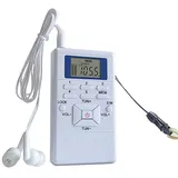 HRD-102 Digital Radio Mini LCD-Anzeige tragbares multifunktionales Stereo-FM-Funkempfänger mit Ohrhörern für die Alters-Weiss - Weiß