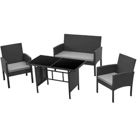 Svita BROOKLYN XL Rattan-Essgruppe schwarz