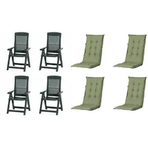 PROGARDEN Tampa Klappsessel 61 x 60 x 109 cm grün 4 St. inkl. 4 x Auflagen grün