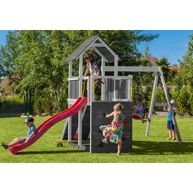 fungoo Spielturm CAROL3 Klettergerüst Grau/Weiß