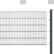 Arvotec Doppelstabmattenzaun 32 m x 103 cm Grau/Kunststoff