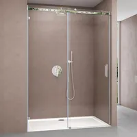doporro Nischentür Nischenschiebetür Duschabtrennung Teramo4-2 105x195cm ESG-Sicherheitsglas Duschtür aus Klarglas teilgerahmt 4-Punkt-Befestigung inkl.