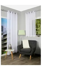 HOME WOHNIDEEN HOMEbasics Ösenschal ¦ weiß ¦ Maße (cm): B: 140 H: 145