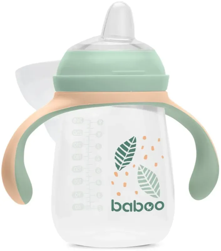 Baboo Cup with Silicone Spout Tasse mit Griffen Peachy Keen 6m+ 260 ml