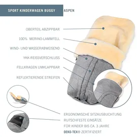 Fellhof Kinderwagenlammfellfußsack Aspen beige-melange