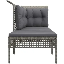 vidaXL 3-tlg. Garten-Lounge-Set mit Kissen Grau Poly Rattan