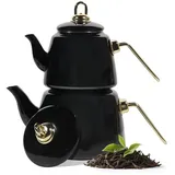 HOMELUX Teekanne Induktionsgeeignet, Wasserkessel, Turkische Teekocher 2L+1L, (4-tlg, Induktion), Für alle Herdarten geeignet schwarz