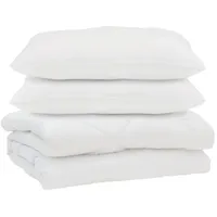 VidaXL Bettdecke mit Kissen 3 pcs Weiß Mikrofaser