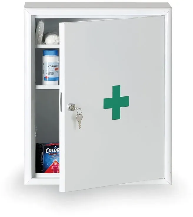 Medizinschrank an der wand aus Metall, 48,3 x 40,2 x 20,2 cm, mit Füllung nach DIN 13157