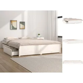 vidaXL Bett mit Schubladen 200 x 200 cm weiß