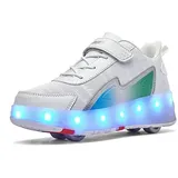 HUSK'SWARE Rollschuhe, (Leicht zu pflegen,Abriebfest und langlebig, Verstärkte Unterstützung, Hochleistungs-Rollen), Leuchtende Rollschuhe für Kinder, Schuhe mit Rollen weiß 36