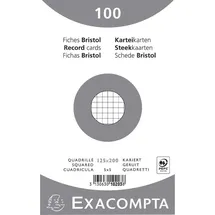Exacompta Paquet 100 fiches bristol sous film- blanc quadrille 5x5 non perfore 125x200mm