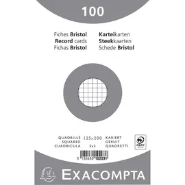 Exacompta Paquet 100 fiches bristol sous film- blanc quadrille 5x5 non perfore 125x200mm