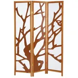 Homestyle4u 3-tlg. Paravent in Braun 130x175 cm 893,