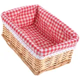 Didiseaon Handgeflochtener Weidenkorb Mit Einlegeböden Aus Rattan Kleiner Rechteckiger Aufbewahrungskorb Für Küche Und Bad Leichter Gefütterter Wäschekorb Vielseitiger Flachkorb Zur Organisation